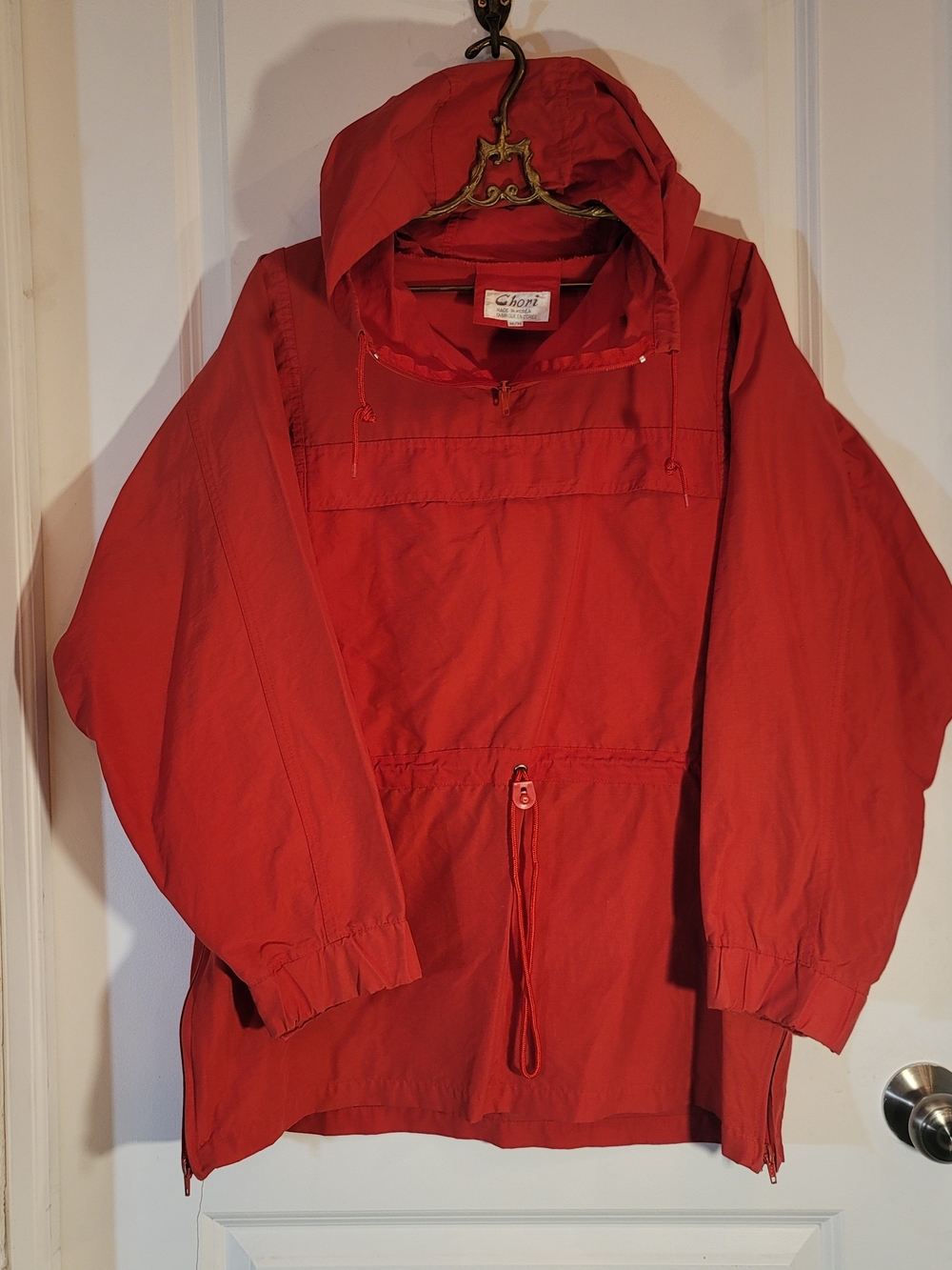 Chori Red Hooded Anorak Pullover Jacket